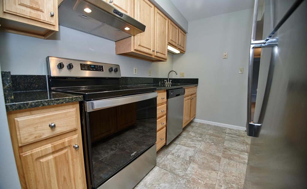 Kitchen Detail with Stainless Steel Appliances at St. Clair Woods Apartments