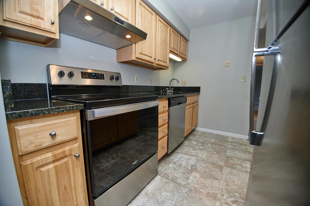 Kitchen Detail with Stainless Steel Appliances at St. Clair Woods Apartments