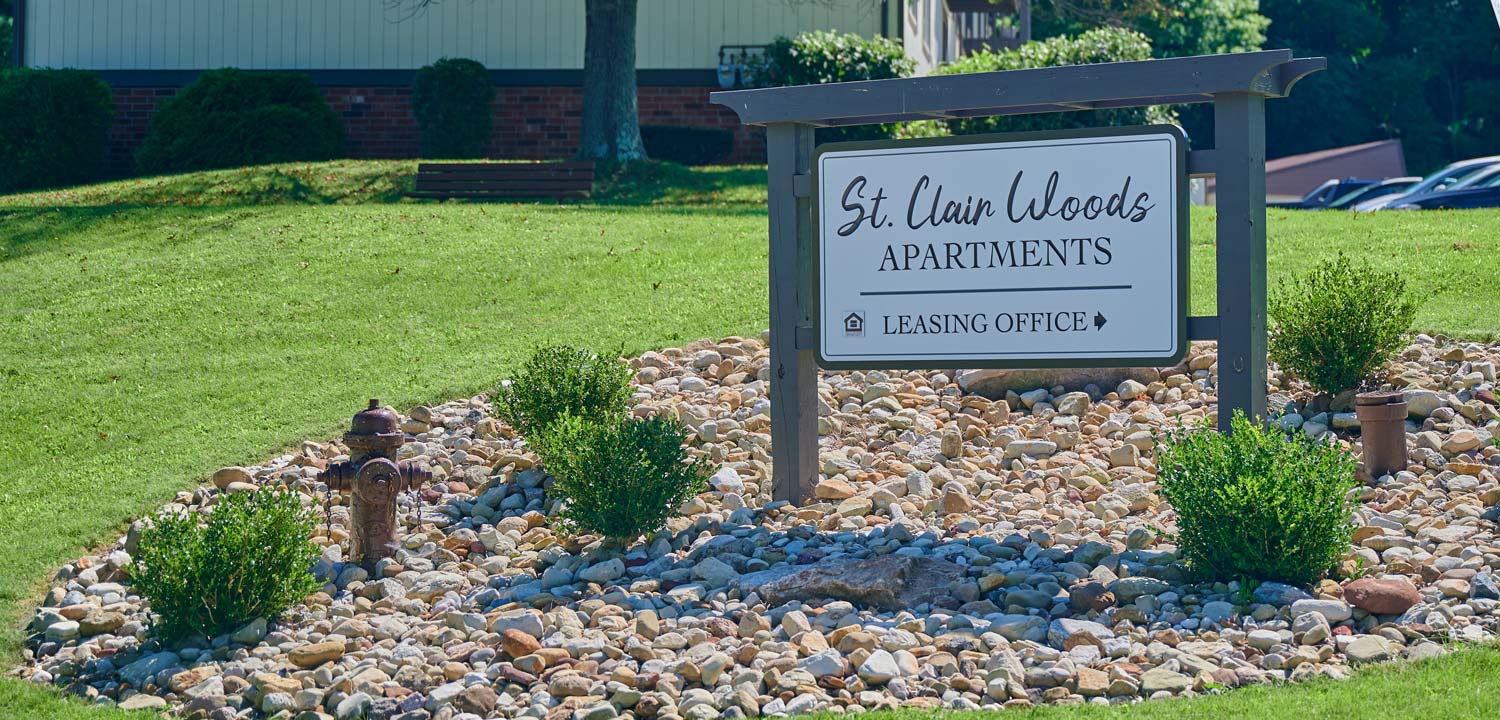 St. Clair Woods Apartments Leasing Office Sign